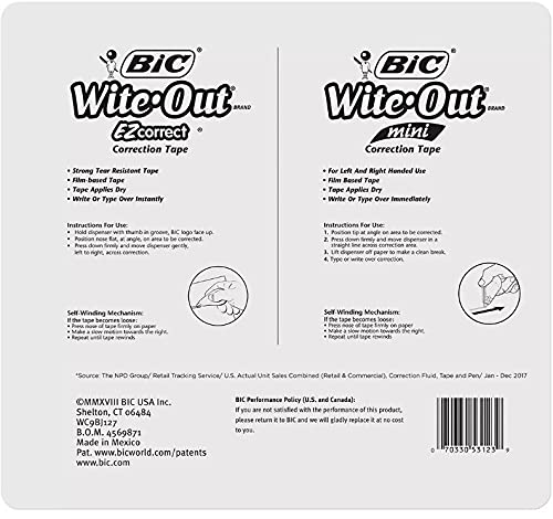 BIC Wite-Out EZ Correct Correction Tape, 7 ct. + 1 Bonus BIC Wite-Out Mini Correction Tape