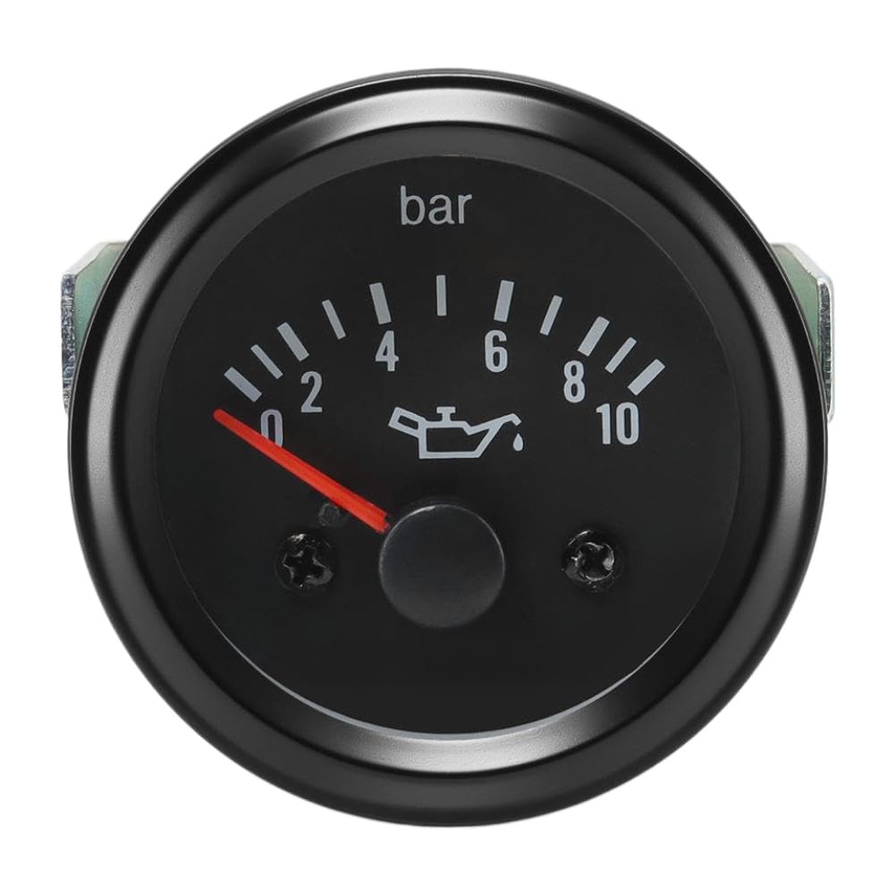 52mm 24V Water Temperature Gauge Oil Pressure Gauge Voltmeter Oil Temperature Gauge with Yellow LED Pointer Compatible with Car Systems(Oil Pressure Gauge)