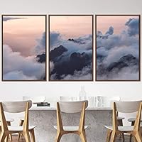 3 Piece Framed Canvas Wall Art Foggy Mountains Canvas Prints Home Artwork Decoration for Living Room,Bedroom - 16
