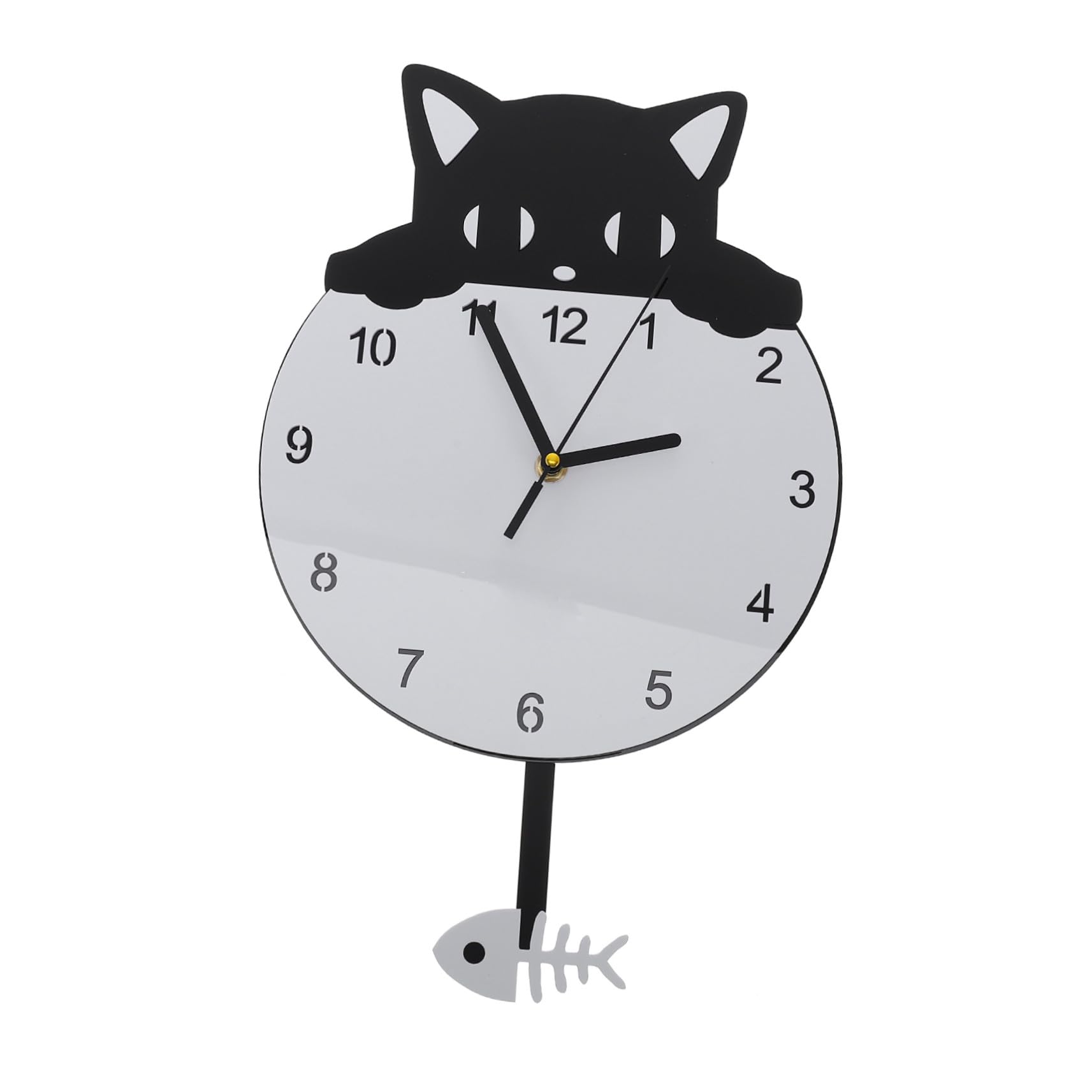 Horloge murale chaton silencieuse en acrylique pour stopper le bruit
