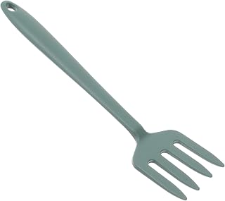 Toyvian Tenedor de Silicona Resistente para Cocina Práctico Utensilio para Cocinar y Servir Fideos Mango y Suave Color Verde Oscuro Mediano