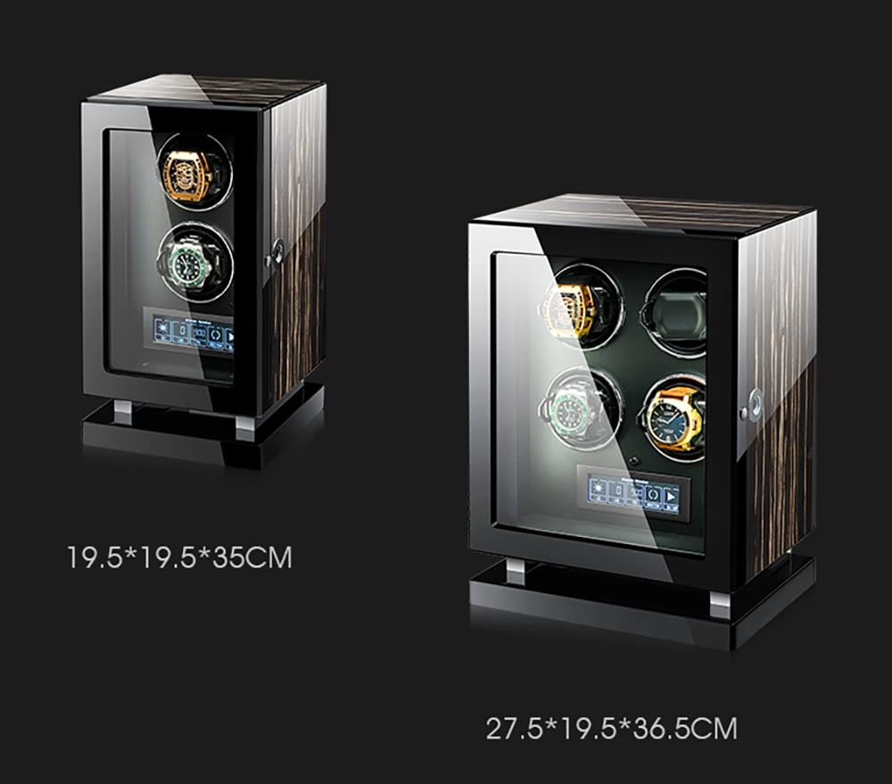 Caricatori Automatici per Orologi da Polso con Display LCD e Telecomando, Custodia per Orologi con Illuminazione a LED e Motore Mabuchi Silenzioso, impostazioni di rotazi，2+0