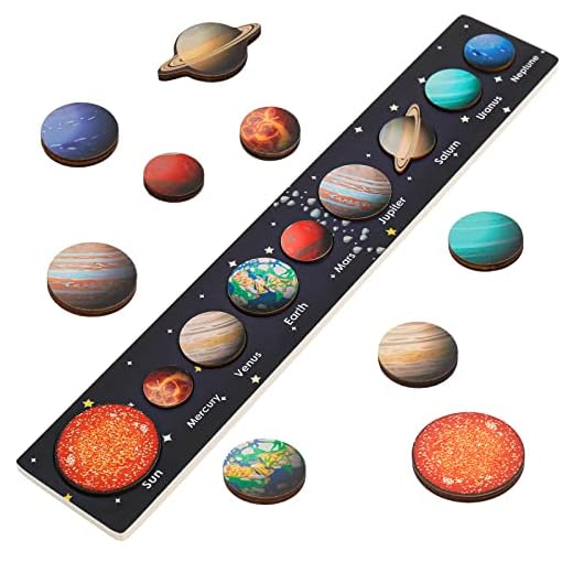 Zeoddler Solar System Puzzle for Kids 3-6, Wooden Space Toys for Kids, Planets for Kids, Preschool Learning Activities, Gift for Boys, Girls