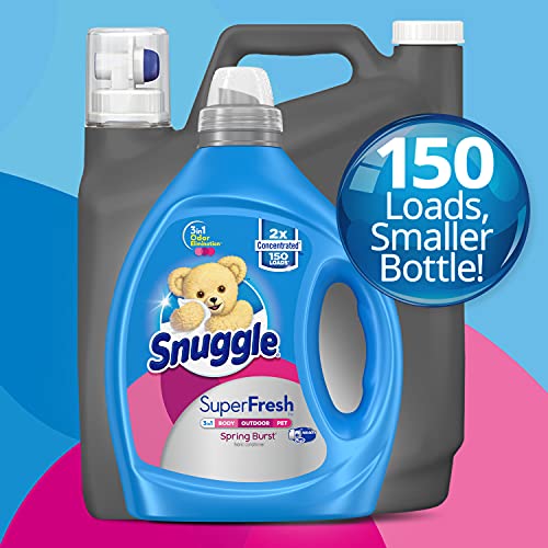Snuggle Liquid Fabric Softener, Superfresh Spring Burst, Eliminates Tough Odors, 2X Concentrated, 150 Loads #TOP4