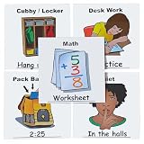 SchKIDules 48-Pc Large Classroom Visual Schedule Laminated Cards Set | 4.75' PreCut Dry Erase Friendly Icons | Pocket Chart & Daily Wall Calendar | Teacher Supplies & Classroom Management