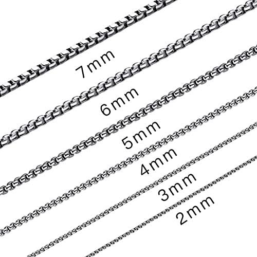 Estendly2mm-7mm 16-38In Stainless Steel Rolo Chain Necklace Crude Chain Necklace for Men Women Jewelry