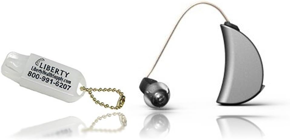 ExSilent Ytango Lite- Personal Sound Amplifier and LIBERTY Hearing Aid Battery Keychain (Titanium/Right)