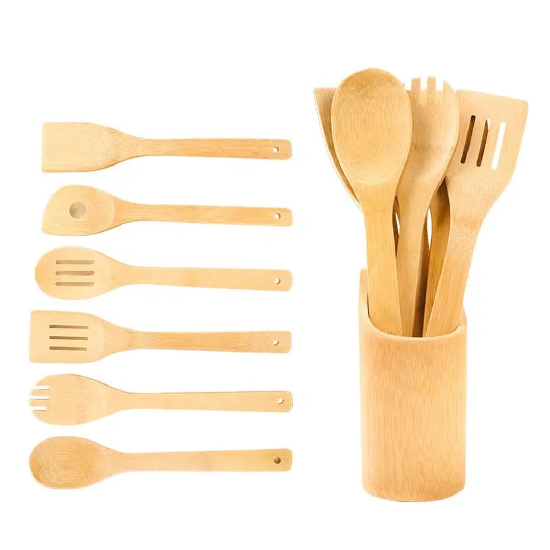 Ustensiles de cuisine de service en bambou avec finitions artisanales durables