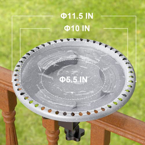 Desgully Deck Mounted Bird Bath Bowl Spa Clamp, Bird Baths For Outdoors Unheated Lightweight Detachable,Drinking Feeder, Adjustable Heavy Duty Sturdy Steel, Great For Attracting Birds (Grey) #TOP1