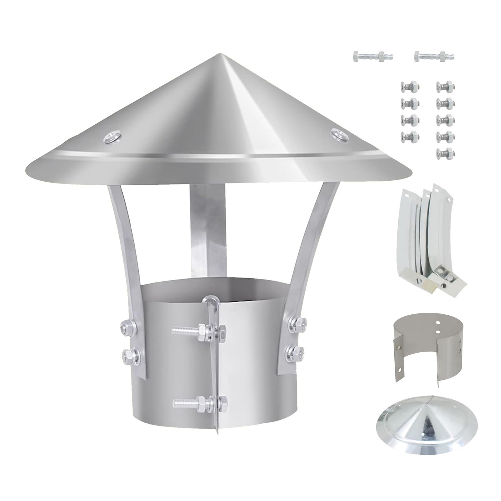 EJGMCNSGB Stainless Steel Chimney Cap 80-300mm Rain Hat Flue Cover for Ventilation Fireproof Chimney Topper for Stove & Fireplace (190mm/7.48in)