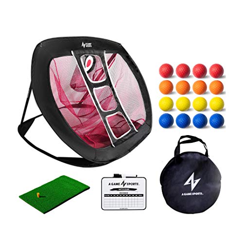 A GAME SPORTS Golf Chipping Net with Mat - Pop Up Golf Practice Net for Backyard & Indoor/Outdoor Swing Practice by A GAME SPORTS - Used condition - US$29.56