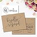 Hadley Designs 25 Blank Rustic RSVP Cards, Kindly Respond Postcard Kraft Card Stock For Weddings, Bridal Rehearsal Dinner, Baby Shower, Birthday, Bachelorette Party Invitation Kit No Envelopes Needed