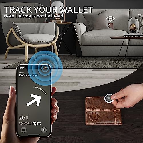 Swallowmall Airtag Wallet Men Rfid Blocking Genuine Leather Bifold Mens Wallet For Airtag 1 Id Window 16 Card Holders Gift Box (Airtag Not Included) #TOP3
