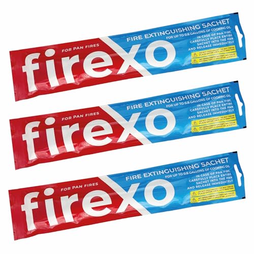 Image of Pack of 3 - Firexo Cooking Pan Fire Safety Sachet - Fire Blanket Alternative - Emergency Fire Extinguishant for Oil & Grease Kitchen Fires, Caravan, RVs, Camping - Fire Safety Equipment