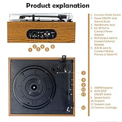 ZEDARO Tourne-Disque, Tourne-Disque Bluetooth à 3 Vitesses entraîné par Courroie, Tourne-Disque Vinyle Vintage stéréo… - Les Beatles, Paul McCartney, John Lennon, RIngo Starr, George Harrison ZEDARO Tourne-Disque, Tourne-Disque Bluetooth à 3 Vitesses entraîné par Courroie, Tourne-Disque Vinyle Vintage stéréo… – Image 2