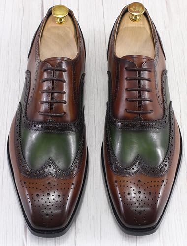Santimon Mens Wingtips Brogues Oxfords Formal Dress Suit Shoes Genunie Leather Luxury Derby Men's Prom Wedding Business Causal Two Tone Shoes Fashion Comfortable Tuxedo Shoes for Men4