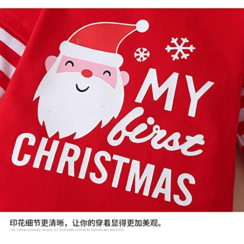 Pasgeboren Jongens Meisjes Kleding, Vrolijk Kerstfeest Unisex Baby 3 Stuk Kleding Set Leuke Top + Gestreepte Broek Gestreepte Broek Afneembare Hood Romper Pak - Afbeelding 6