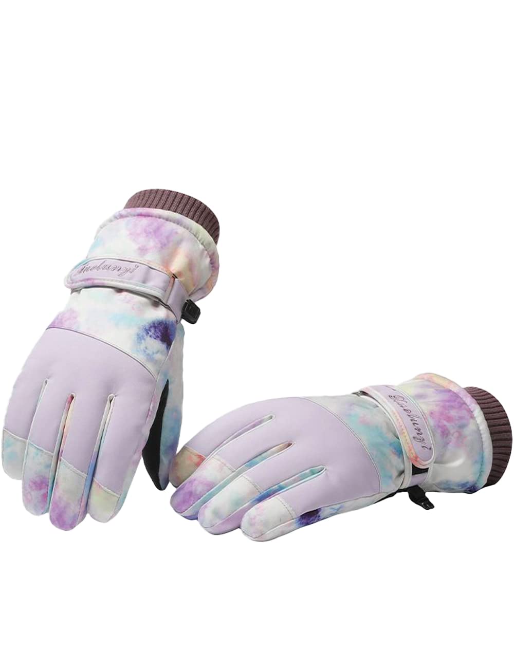 HIQUAY Ski Gloves, Waterproof Insulated Winter Gloves for Women, Touchscreen Liners Snow Gloves for Cold Weather (G01 - (for Women) Romantic Sky)