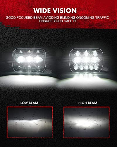 Torchbeam 7X6 5X7 Led Headlights 300% Brighter Upgraded Led Sealed Beam Headlamps With High Low Beam H6054 6054 Led Headlights Replacement For Yj Cherokee Xj Savana Truck With H4 Adapters 2Pcs #TOP2