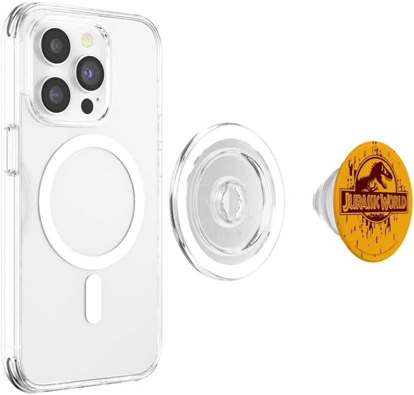 Jurassic World Glitchy Grid Yellow Icon PopSockets MagSafe PopGrip for iPhone