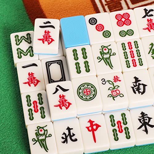 Gustaria Chinese Mahjong Set, X-Large 1.6" Durable Melamine Mahjong Tiles (Blue), Professional Complete Mah Jongg Set Carrying Case, Clear English Instruction Included (Mahjongg, Majong, Majiang) #TOP2