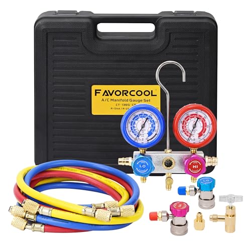 image for FavorCOOL HVAC Gauges AC Manifold Gauge Set for R410a R134a R22 Refrig