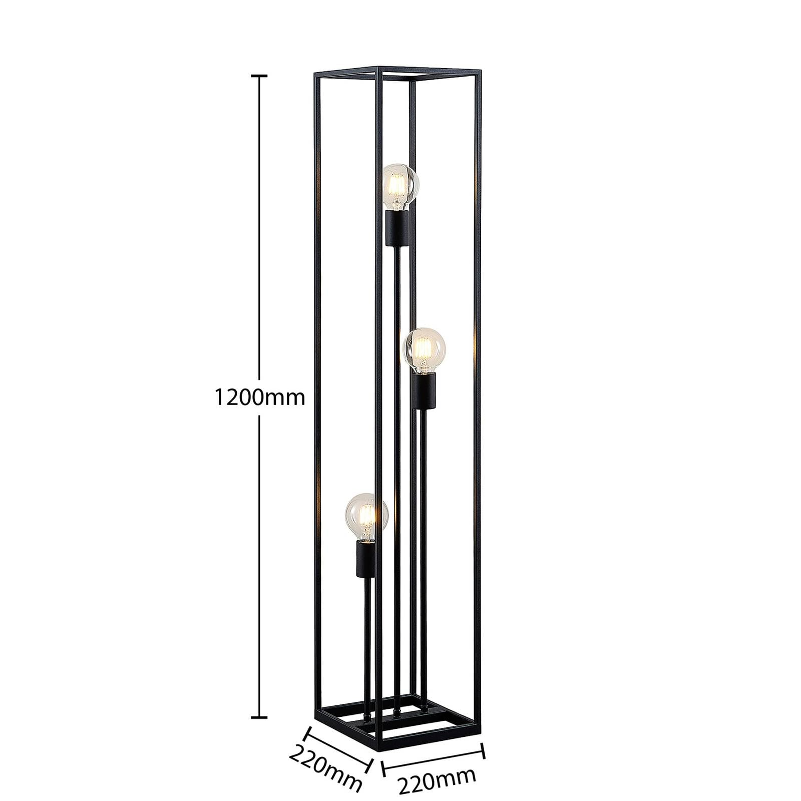 Lindby Stehlampe Wohnzimmer, Stehleuchte schwarz Metall Ecklampe 3x E27 Leuchtmittel Leselampe Standleuchte Wohnzimmerlampe Standlampe