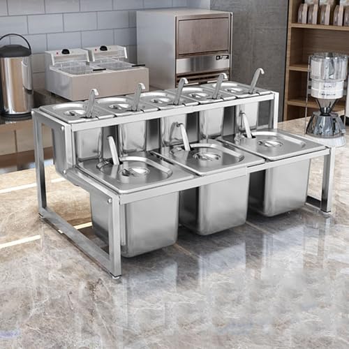 Étagère à épices en acier inoxydable – 2 rangées de supports réglables pour le rangement de la cuisine et un accès facile – 12 récipients avec cuillères