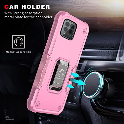 Asuwish Phone Case for T-Mobile Revvl 6 Pro/6X Pro 5G with Screen Protector Cover and Slim Ring Holder Stand Hard Hybrid Cell Accessories Tmobile Revel X Tmo Revell T Mobile Rebel TCL Women Men Pink - Thumbnail 4