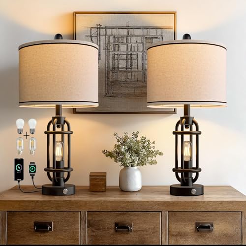 G-SAFAVA 24'' Table Lamps for Living Room Bedroom Set of