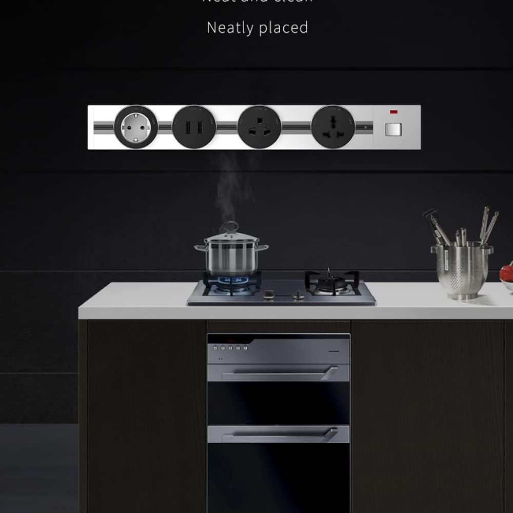 Power Track Socket Surface/Concealed Series Electrical Wall Extension Outlets(Black,80cm code)