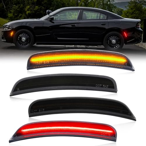 Side Marker Lights Sequential Startup Sidemarker Light 4 Pcs Smoked Lens