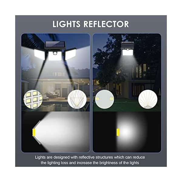 Solarlampen für Außen mit Bewegungsmelder, 341 LED Solarleuchten für Außen, IP65 Wasserdicht Solar Aussenleuchte 270° Beleuchtungswinkel, 360° Drehbar Wandleuchte für Garten Balkon Garage Zaun-2 Stück – Bild 5