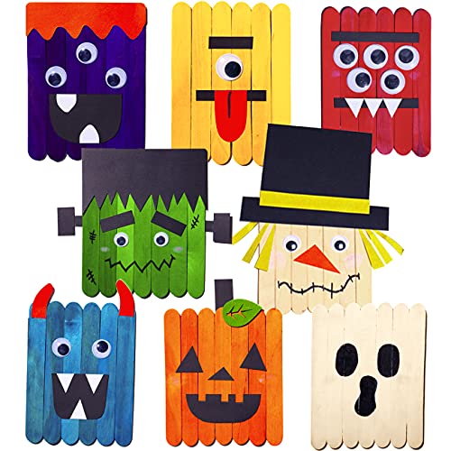 8 Pack Halloween Craft Stick Crafts Kit