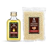 BARIN Sibirien SET Zedernussöl 100ml kaltgepresst unrafiniert und Zedernüsse Premium 500g Geschenkset Superfood Omega 3 6 9 Vitamine Naturprodukt Gesunde Ernährung Nussöl Geschenk