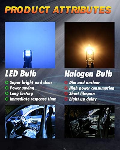 W5W T10 501 LED Bulb, OUSHI Canbus Error Free 194 168 2825 12V Extremely Bright Ice Blue Replacement For Car Interior Side Dome Number Plate Parking Reserve Light(Pack of 10)
