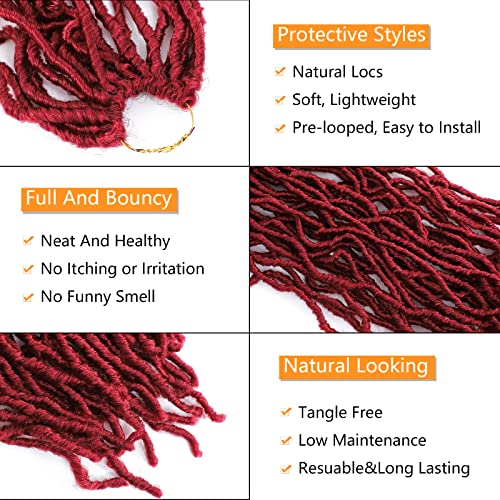 Faux Locs Crochet Hair Soft Locs 24 Inch 6 Packs Red Soft Locs Crochet Hair Pre Looped Goddess Locs Burgundy Crochet Locs Braiding Hair For Butterfly Locs Crochet Braids(24”,6Packs,Bug) #TOP2