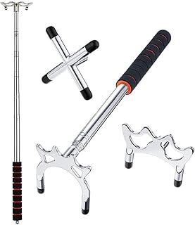 Swetup Cue Stick Bridge, Snooker Rest Stick Snooker Table Rest Pool Bridge Rest Stick Retractable Billiards Cue Stick Bridge with 3 Brass Bridge Head Snooker Accessories for Pool Table, Snooker, Game