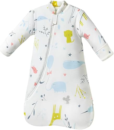 XIFAMNIY 1.5 TOG Manta portátil para bebé, desmontable de manga larga, saco de dormir para niños pequeños