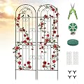 2 Pack 86.7" H x 19.7" W Metal Garden Trellis for Climbing Plants Outdoor, Black Lattice Panel, Sturdy Plant Support for Roses, Vines, Cucumbers & Vegetables