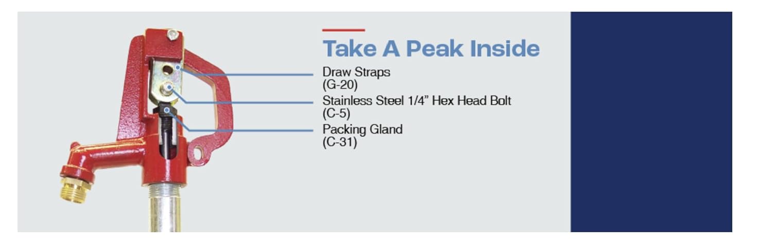 Merrill MFG PKEF E-5000 Yard Hydrant Parts Kit – EF Repair Kit for E-5000 Series Frost-Proof Hydrants with Plunger, Packing, Draw Straps, O-Rings & Hardware