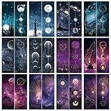 36 Pieces Space Theme Bookmarks, Double-Sided Cool Space Moon Roaming and Stary Night Bookmark || Bu