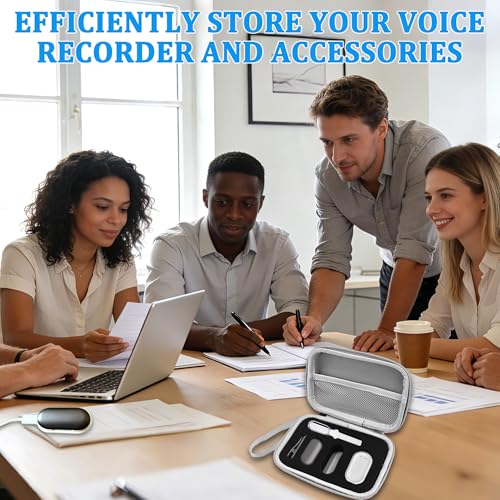 LeoTube Protective Case for PLAUD NotePin Voice Recorder - Custom Fit Foam Holds All Accessories, Waterproof & Shockproof (Case Only) (Silver) - Thumbnail 6