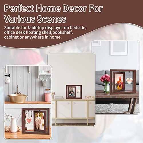 Clq Double Sided Picture Frame, Unique Gifts For Dad, Father's Day Gifts Rotating Photo Frames 4X6, Diy Floating Picture Frames Memorial Gifts For Father's Day, Birthday, Graduation, Wedding #TOP5