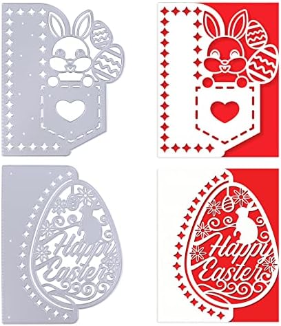 2pcs Easter Dies for Card Making Bunny Egg Happy Easter Cutting Dies Metal Embossing Stencils for Scrapbooking Craft