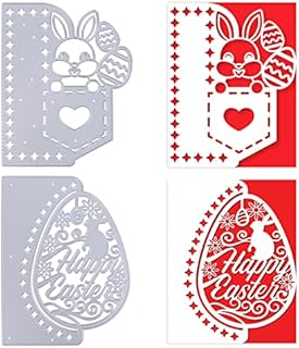 2pcs Easter Dies for Card Making Bunny Egg Happy Easter Cutting Dies Metal Embossing Stencils for Scrapbooking Craft
