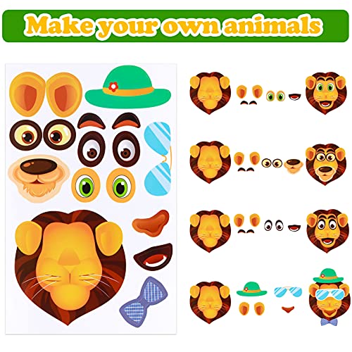 Golray 48Pcs Safari Party Favors Jungle Themed Birthday Party Supplies With Make Animal Face Sticker Slap Bracelet Ring Keychain For Kid Boy Safari Jungle Party Treat Give Away Gift Goodie Bag Filler #TOP3