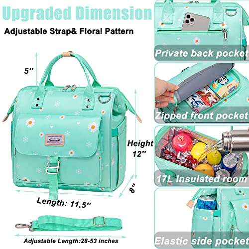 Weitars Lunch Bag For Women,Flower Large Lunch Box Lonchera Lunch Kit Tote,Wide-Open Lunch Cooler Purse With Removable Shoulder Strap With Multi-Pocket,Lunchbag For Work Picnic Hiking Beach #TOP1