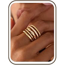 Turandoss Gold Stackable Rings Set for Women Non Tarnish