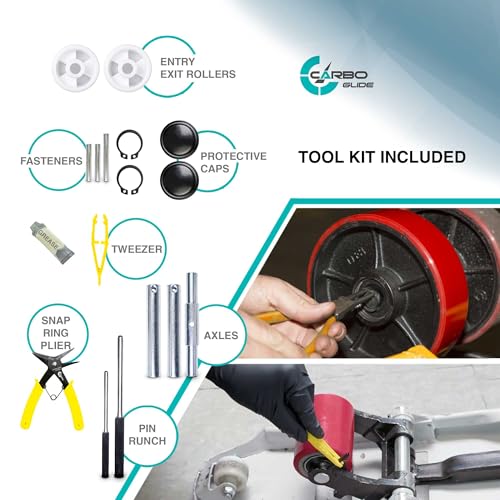 pallet jacktruck full set red with axles steering wheels 734x 234 pair front load roller 334 x 37534 pair with bearings id 20mm poly tread red entry exit roller and protective caps